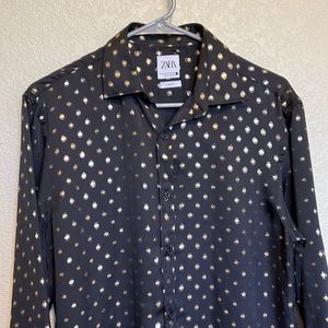 Zara Gold Dotted Dress Shirt